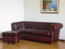 Divano chesterfield vintage in pelle invecchiata