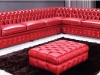 Divano chester angolare in pelle rossa