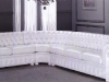Divano chesterfield angolare in pelle bianca