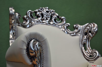 Bracciolo poltrona stile barocco foglia argento