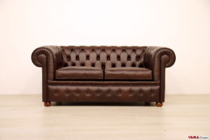 Divano Chesterfield vintage marrone 2 posti