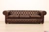 Divano 3 posti Chesterfield in pelle marrone scuro