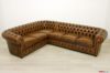 Divano Chester angolare in pelle vintage marrone