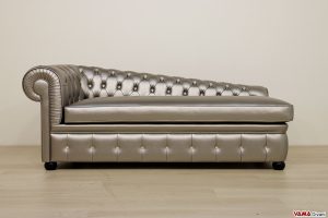 Dormeuse Chesterfield argento in ecopelle