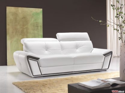 Divano in pelle bianco e marrone