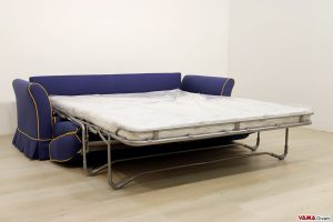 Divano letto matrimoniale in tessuto blu