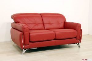 Divano moderno 2 posti rosso in pelle
