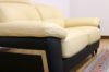 Divano in pelle bicolore giallo e marrone