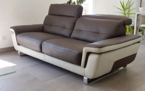 Divano moderno bicolore marrone e beige recensione cliente Francia
