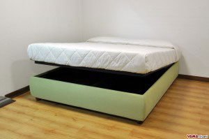 Letto con contenitore matrimoniale sommier in tessuto sfoderabile