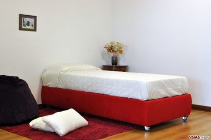 Letto contenitore senza testata con ruote in acciaio