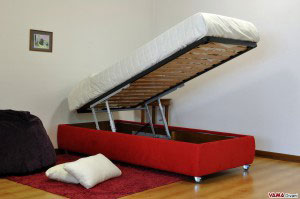 Letto contenitore singolo con ruote senza spalliera