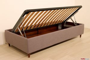 Letto con contenitore singolo ad apertura laterale senza testata