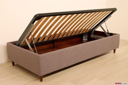 Letto con contenitore singolo ad apertura laterale senza testata