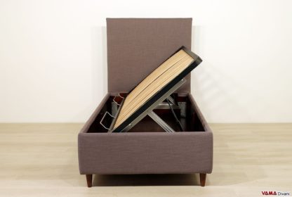 Letto con contenitore ad apertura laterale singolo