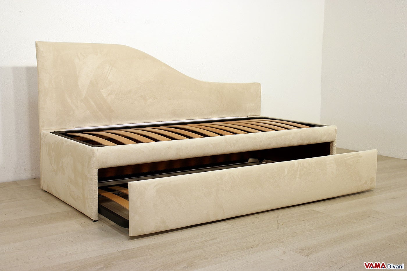 Letto Singolo Imbottito Con Letto Estraibile