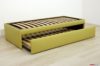 Letto singolo con secondo letto in pelle verde