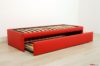 Letto singolo con letto estraibile rosso in ecopelle
