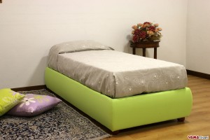 letto singolo con contenitore senza testata