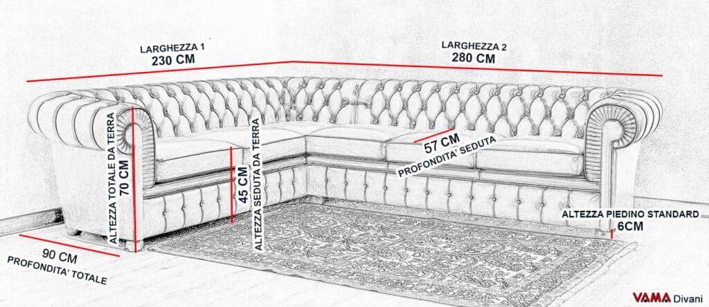 Misure Divano Chesterfield Angolare
