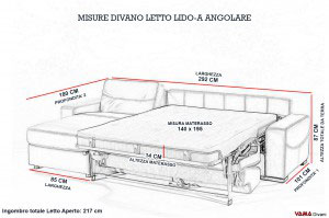 Misure divano letto con penisola