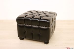 Pouf poggiapiedi chesterfield nero