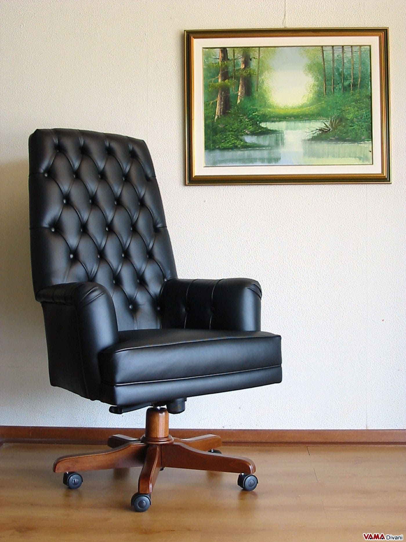 Poltrona studio in pelle nera Consul 