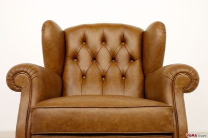 Schienale in capitonnè poltrona bergere in pelle