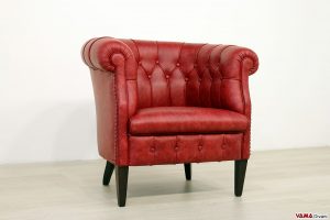 Poltroncina da camera classica vintage in pelle