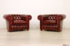 Poltrone Chesterfield rosse capitonnè con bottoni