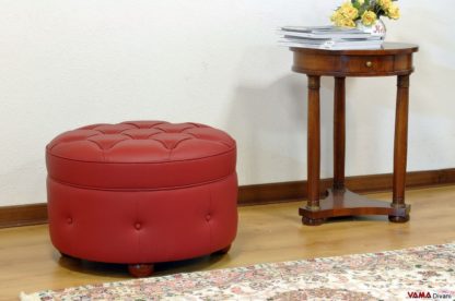 Pouf tondo con tavolino in legno