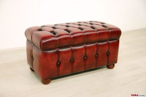 Pouf Chesterfield su misura in pelle bordeaux