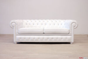 Divano Chesterfield bianco 2 posti maxi in pelle