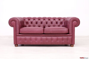 Divano Chesterfield rosso vinaccia due posti