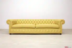 Divano Chesterfield più profondo in pelle gialla