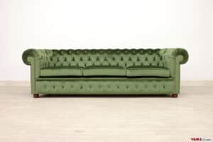 Divano Chesterfield England su misura 240 cm in velluto verde