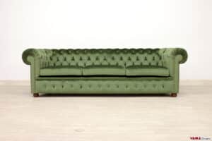 Divano Chesterfield England su misura 240 cm in velluto verde