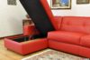 Chaise longue contenitore in pelle rossa