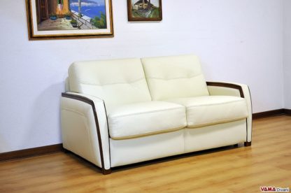 Divano letto in pelle e legno venghè