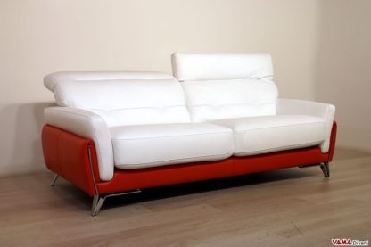 Divano moderno 3 posti arancio e bianco
