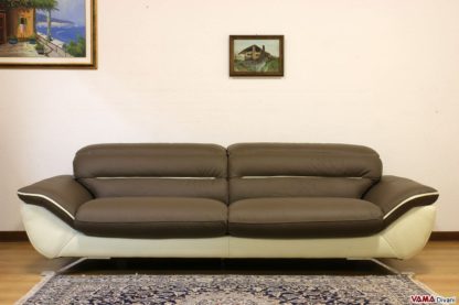 Divano moderno 3 posti maxi 240 cm marrone e panna