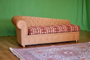 Chaise longue Chesterfiled in tessuto damascato