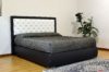 Letto con contenitore in pelle bianco e nero con bottoni swarows