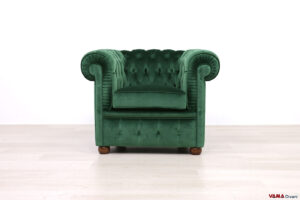 Poltrona Chesterina verde in velluto