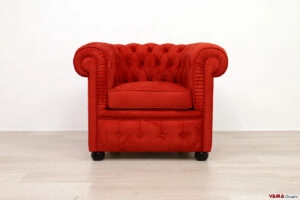 Poltrona Chesterina scamosciata in microfibra rossa