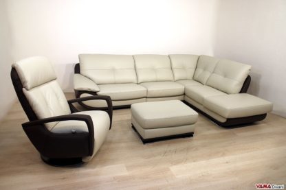 soggiorno moderno con salotto in pelle