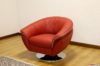Poltrona girevole moderna in pelle rossa
