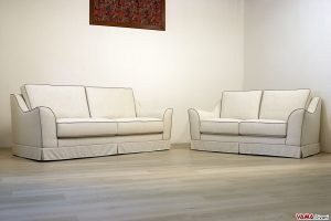 Salotto classico in tessuto bianco panna