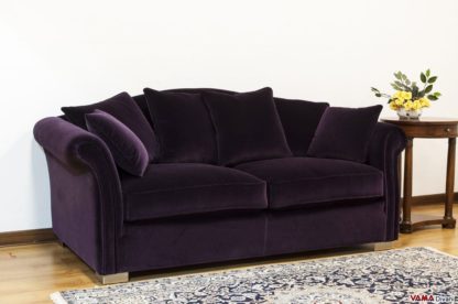Divano Classico in Velluto Viola cipolla Scuro