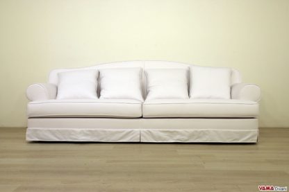 Divano classico su misura in tessuto cotone bianco
